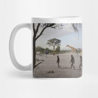 Laetoli fossil footprints scene, illustration (C040/2702) Mug